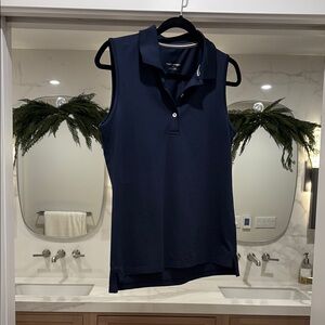 Women's Navy Sleeveless Polo Top